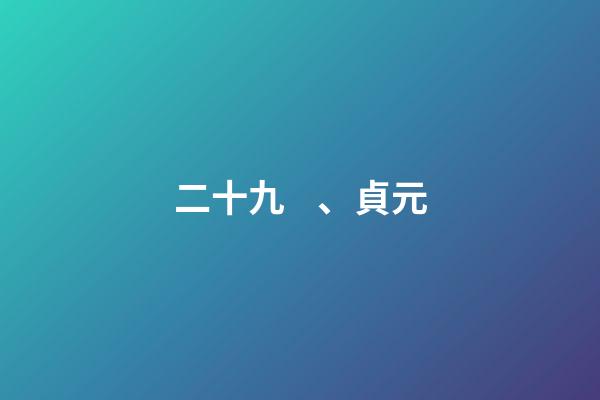 二十九、貞元